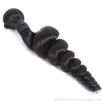 Amzhair Natural Loose Wave Hair Wholesale Price 10A Mink Peruvian Virgin Cuticle Aligned Human Hair Double Weft Bundle Extension